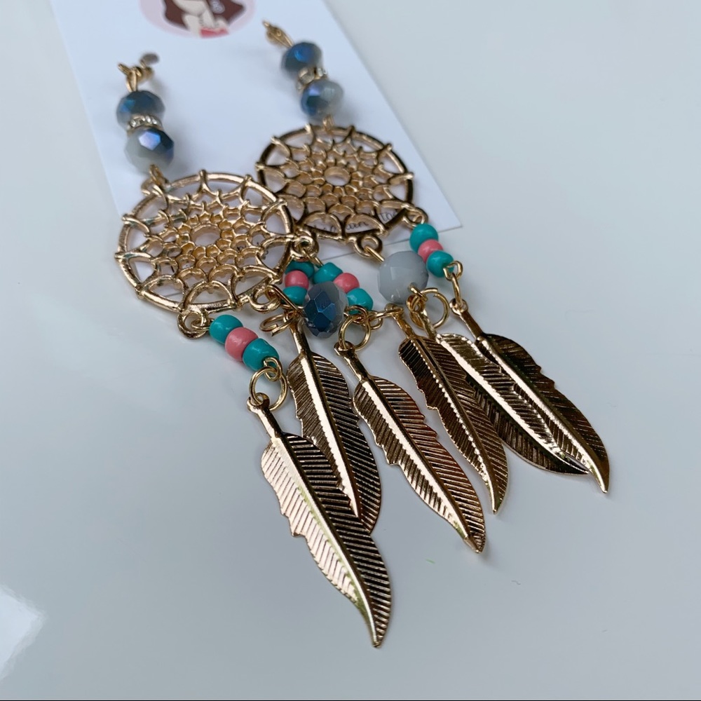 Boho dream catcher hoop earrings - Picture 5 of 5
